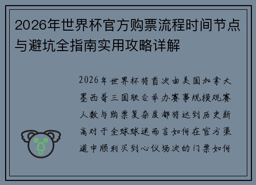 2026年世界杯官方购票流程时间节点与避坑全指南实用攻略详解